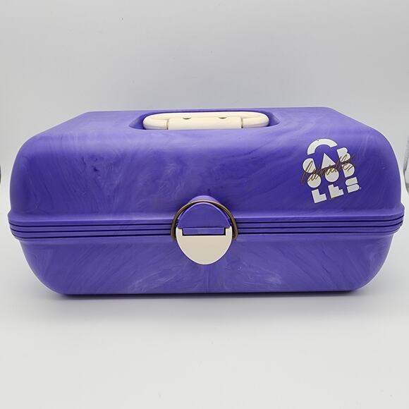 Vintage Caboodles Makeup Case Purple Swirl Mirror Slide Out Trays 3 Tiers 920381 - Picture 1 of 16